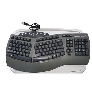 Fellowes Microban Split Ergonomic Wired USB Keyboard KU-9938 Gray Black 98915